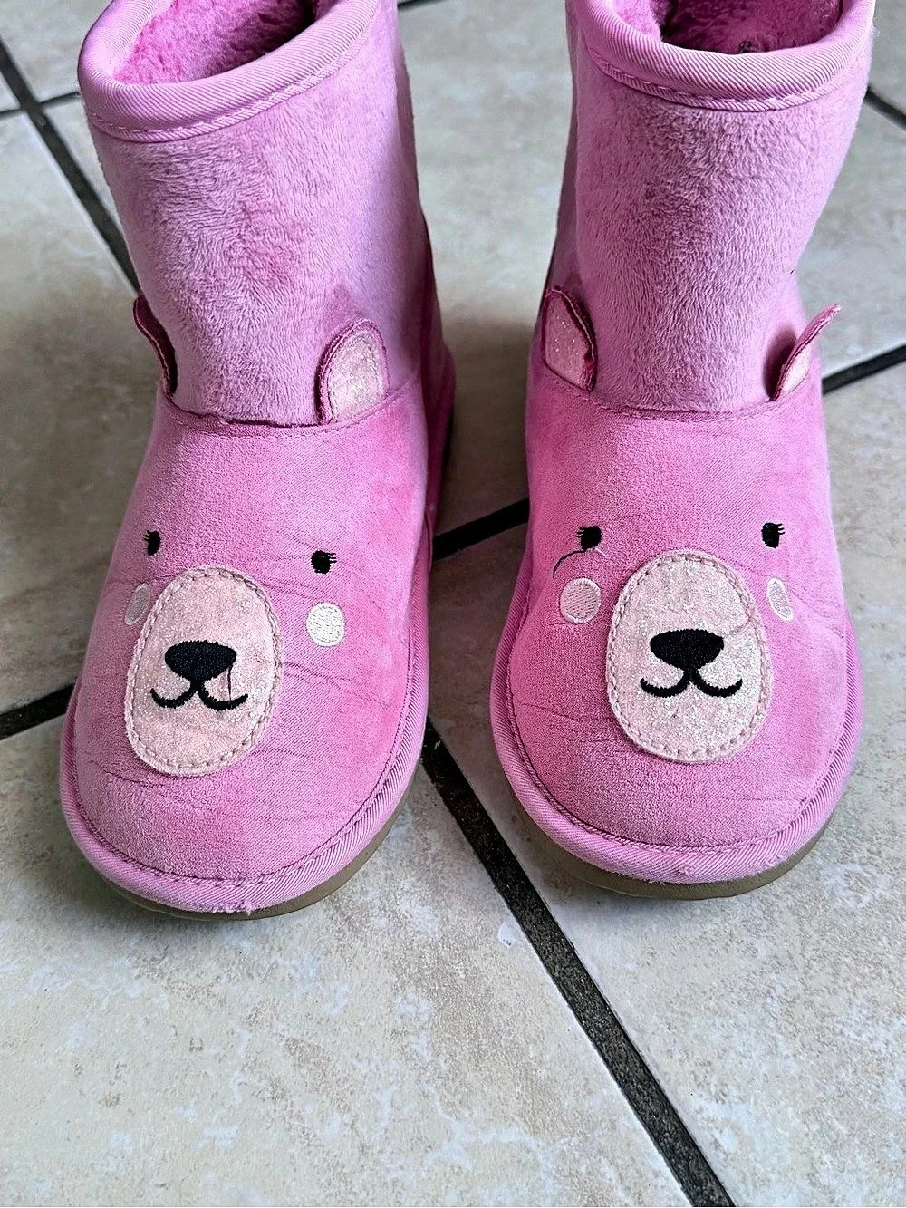 Gymboree Embroidered Bear Chalet Boots Girls 13 Pink